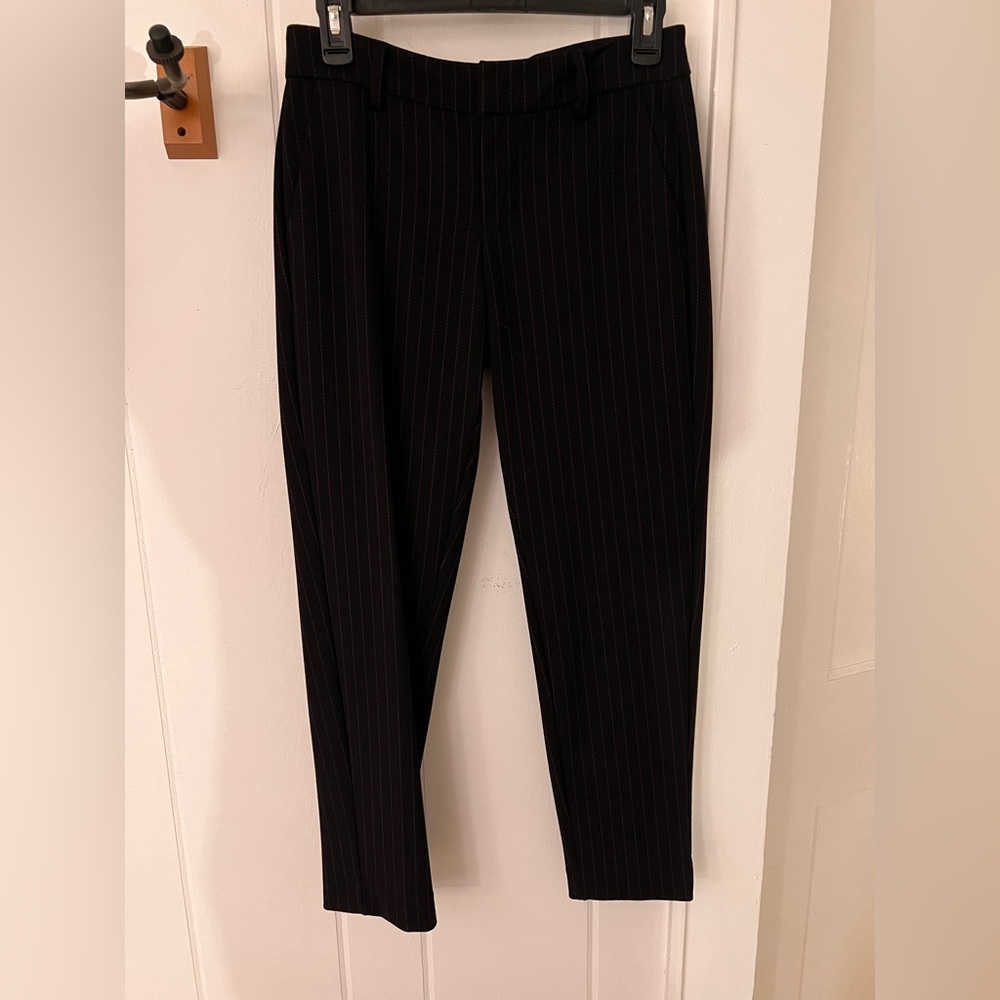 Black with red pinstripe slacks
